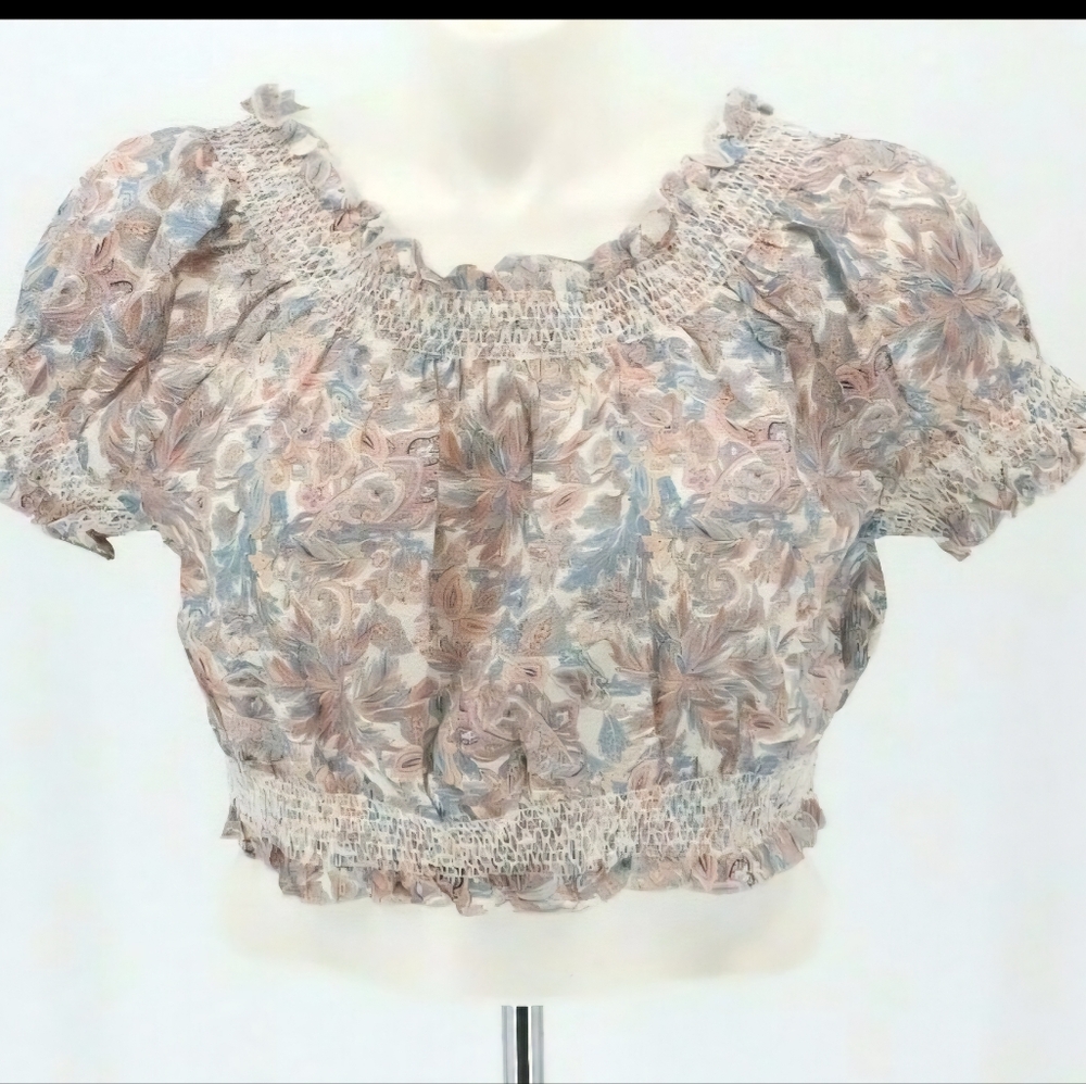 J Crew cropped top Liberty print